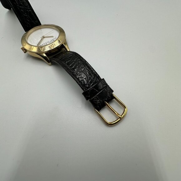 Marc By Marc Jacobs Blade Watch Women Gold Tone Black Band New Battery 9" - Picture 6 of 15
